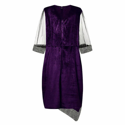 Velvet 3/4 Mesh Sleeve Sequin Midi Dress