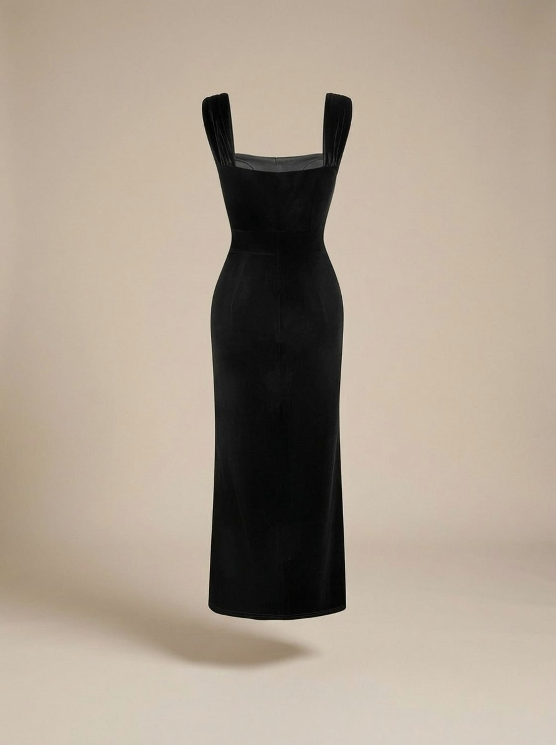 Velvet Square Neck Lace Maxi Dress