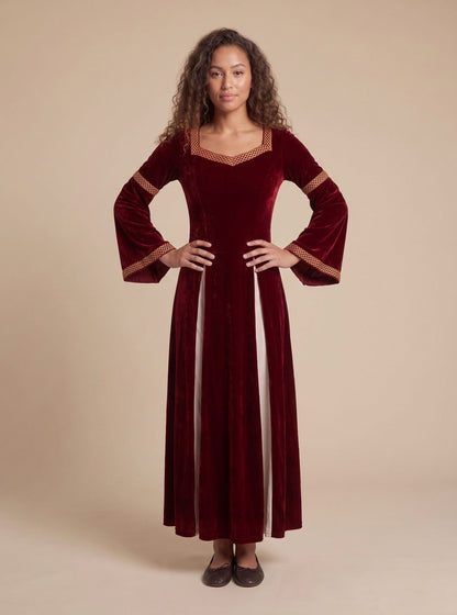 Velvet Long Sleeve Square Neck Maxi Dress