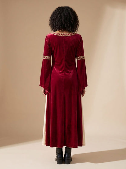 Velvet Long Sleeve Square Neck Maxi Dress