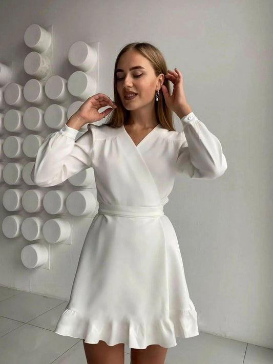 Wrap Long Sleeve Mini Dress